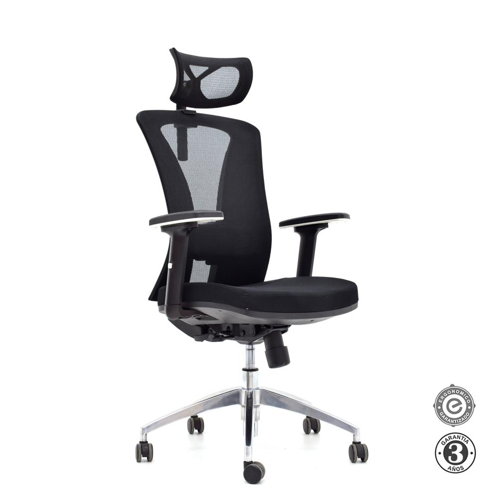 Silla Ergonómica Versalles Presidente Brazos 1D Aluminio Negro Althea Confort