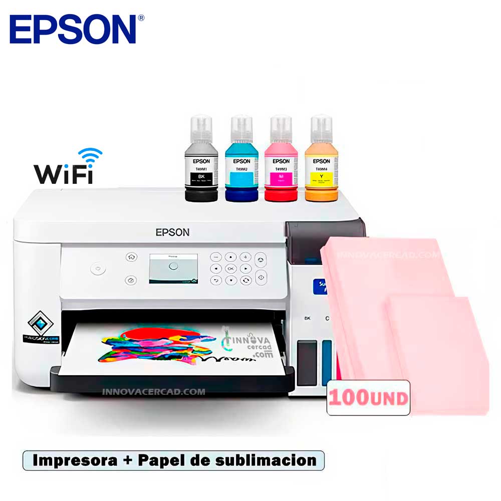 Impresora Epson Surecolor F170 mas 100 und papel de sublimacion premium