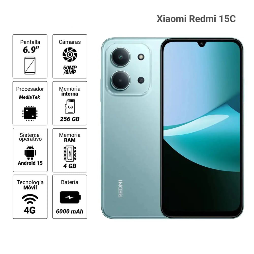 CELULAR XIAOMI REDMI 15C 4GB 256 GB VERDE
