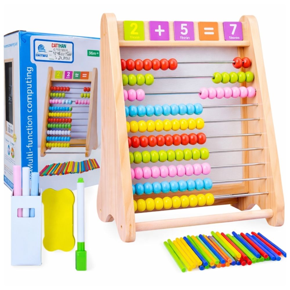 Ábaco Multifuncional de Madera con Pizarra y Números Montessori