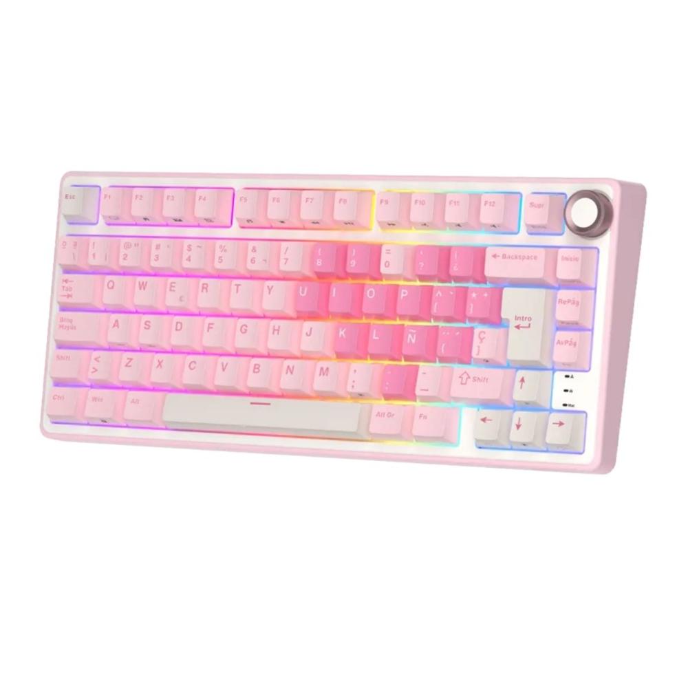 Teclado Royal Kludge R75 Wired 75 Pink Melody Switch Creamy