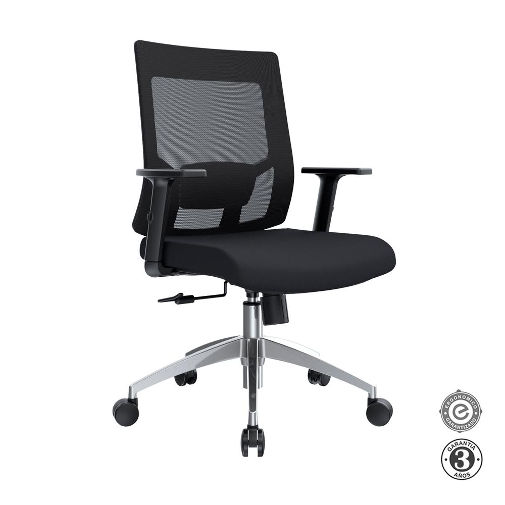 Silla Ergonómica Radius Syncro Brazos 3D Aluminio Negro Althea Confort