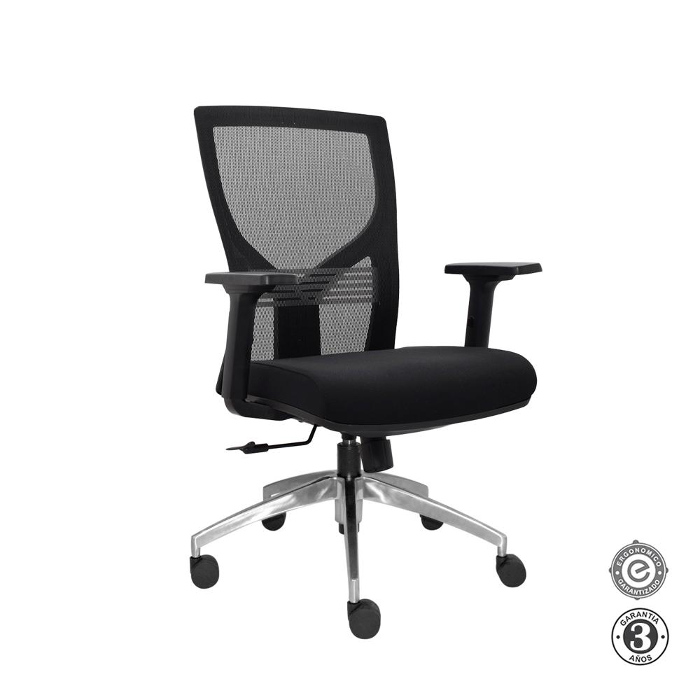 Silla Ergonómica Tom Gerente Aluminio Negro 1D Althea Confort