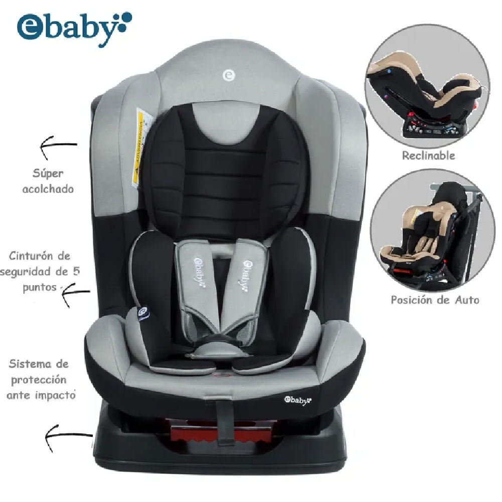 Silla de Auto Reclinable MASI Gris Claro