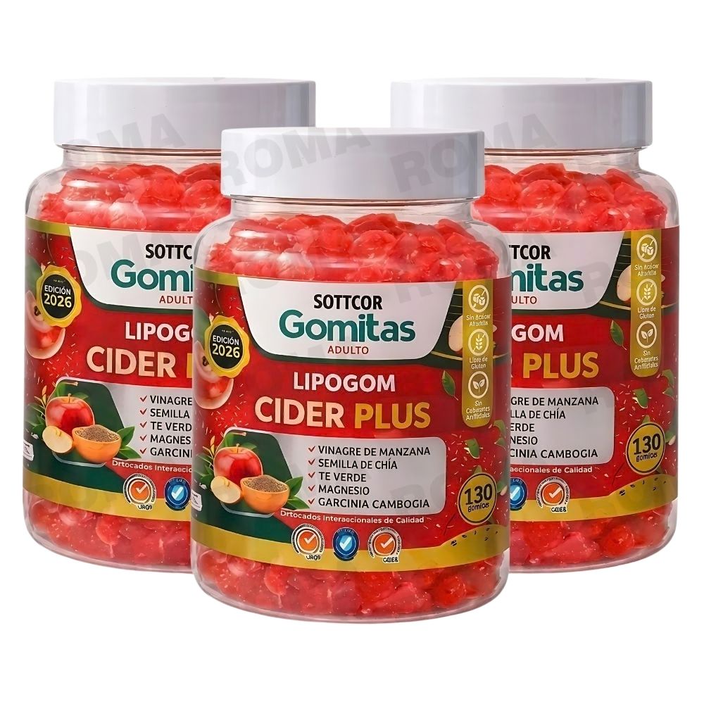 PACK 3 GOMITAS LIPOGOM CIDER PLUS 130UND SOTTCOR
