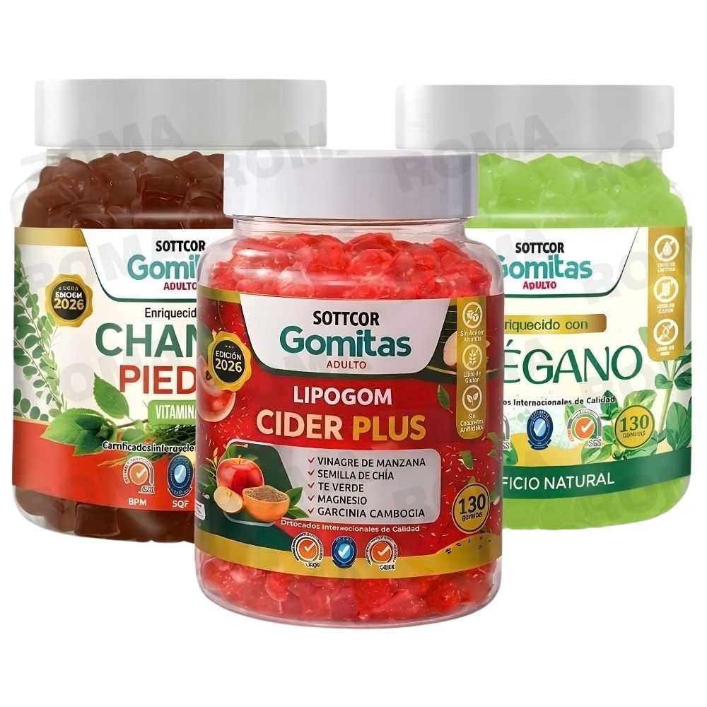 PACK 3 GOMITAS CHANCA PIEDRA + LIPOGOM CIDER PLUS + ORÉGANO SOTTCOR