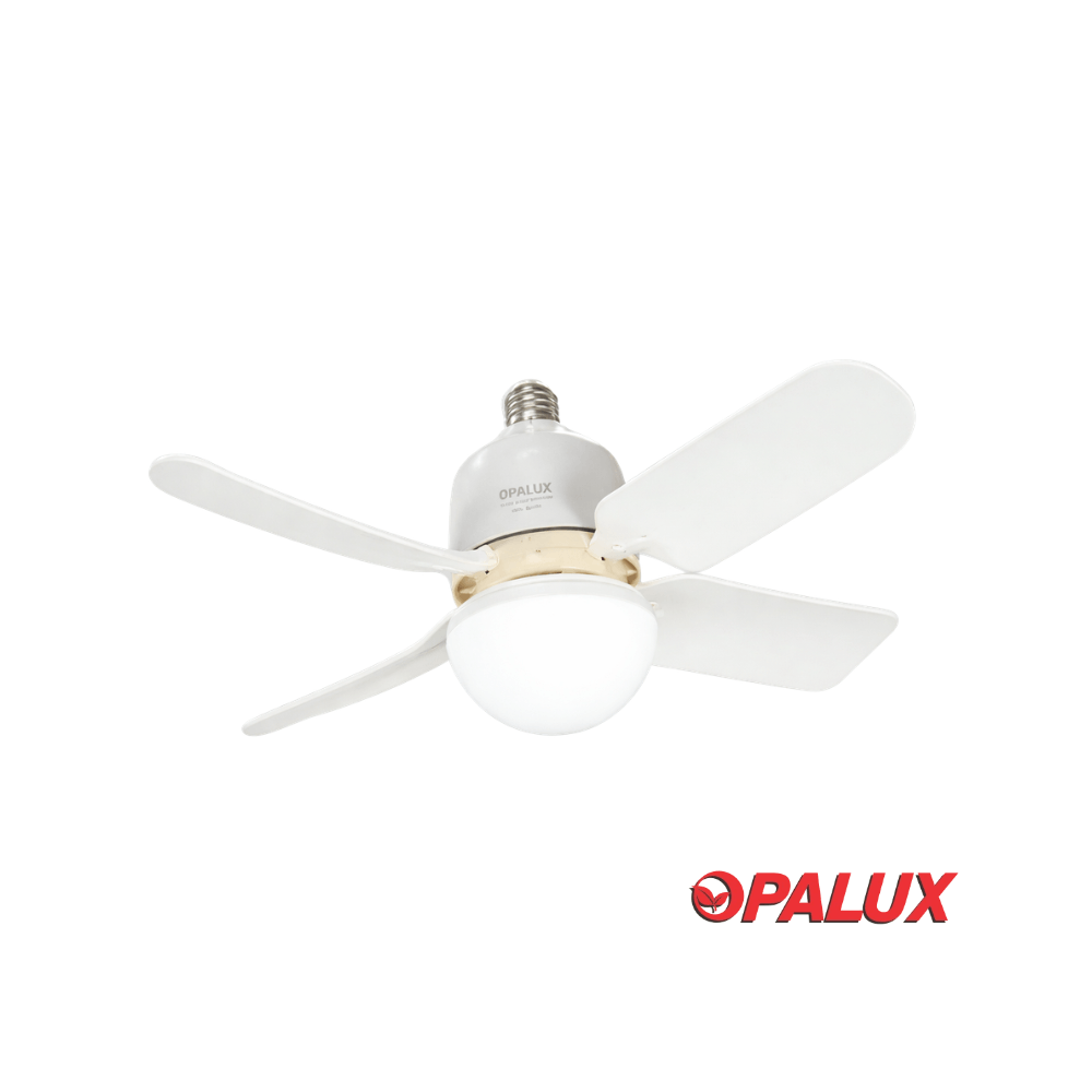 Foco  led ventilador Opalux con control remoto-base E27-luz blanca y 3 velocidades