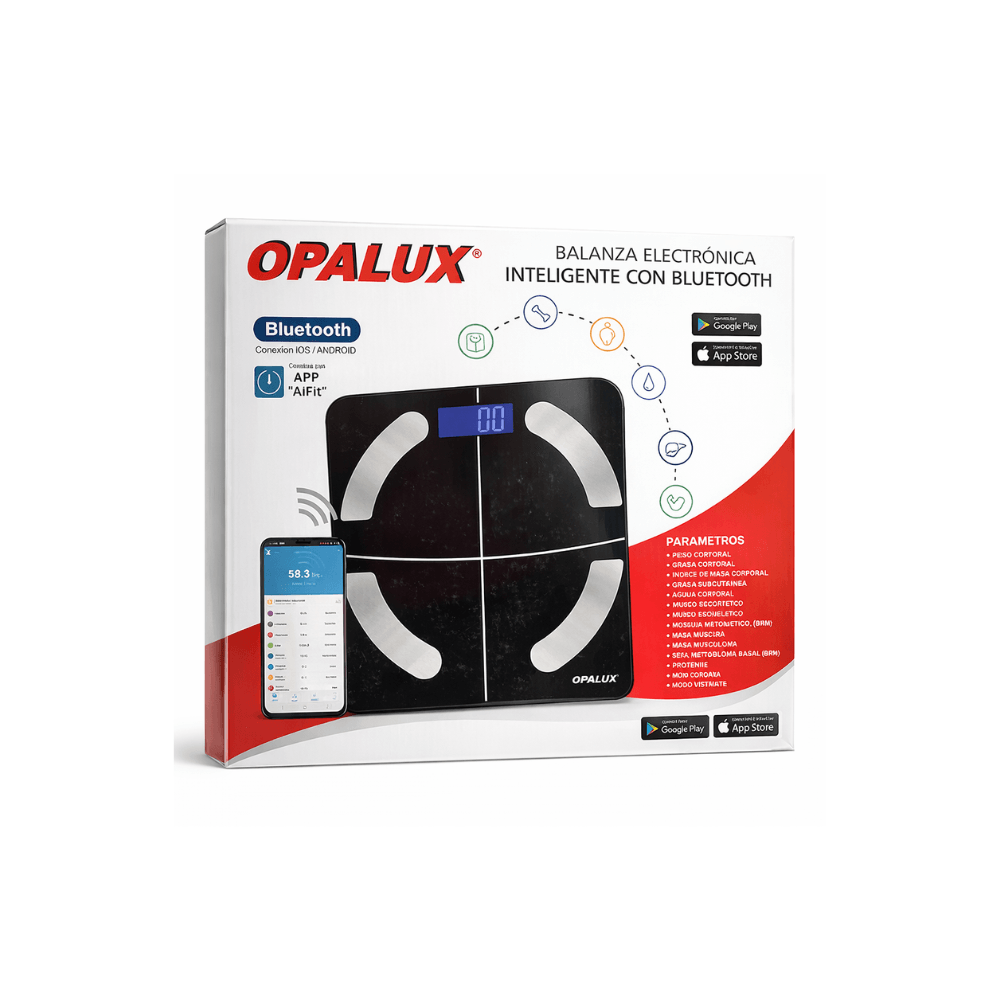 Balanza electrónica Inteligente Opalux con bluetooth hasta 180kg