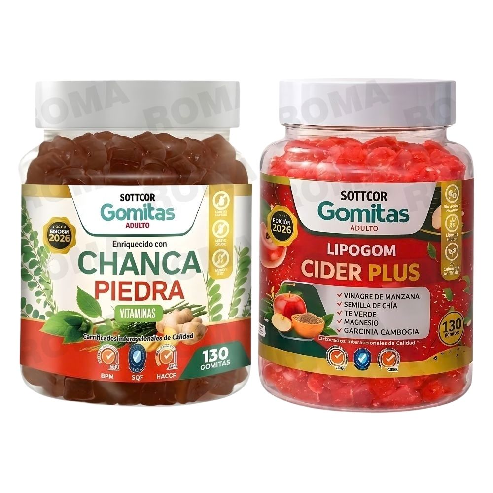 PACK 2 GOMITAS CHANCA PIEDRA + LIPOGOM CIDER PLUS SOTTCOR