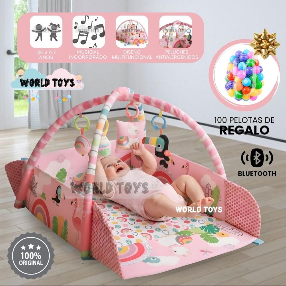 Gimnasio Interactivo y Alfombra BABY JUNGLE con Pelotas Pink