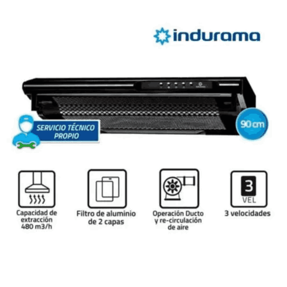 Campana Extractora Indurama 90 cm CEI-902NE Negro