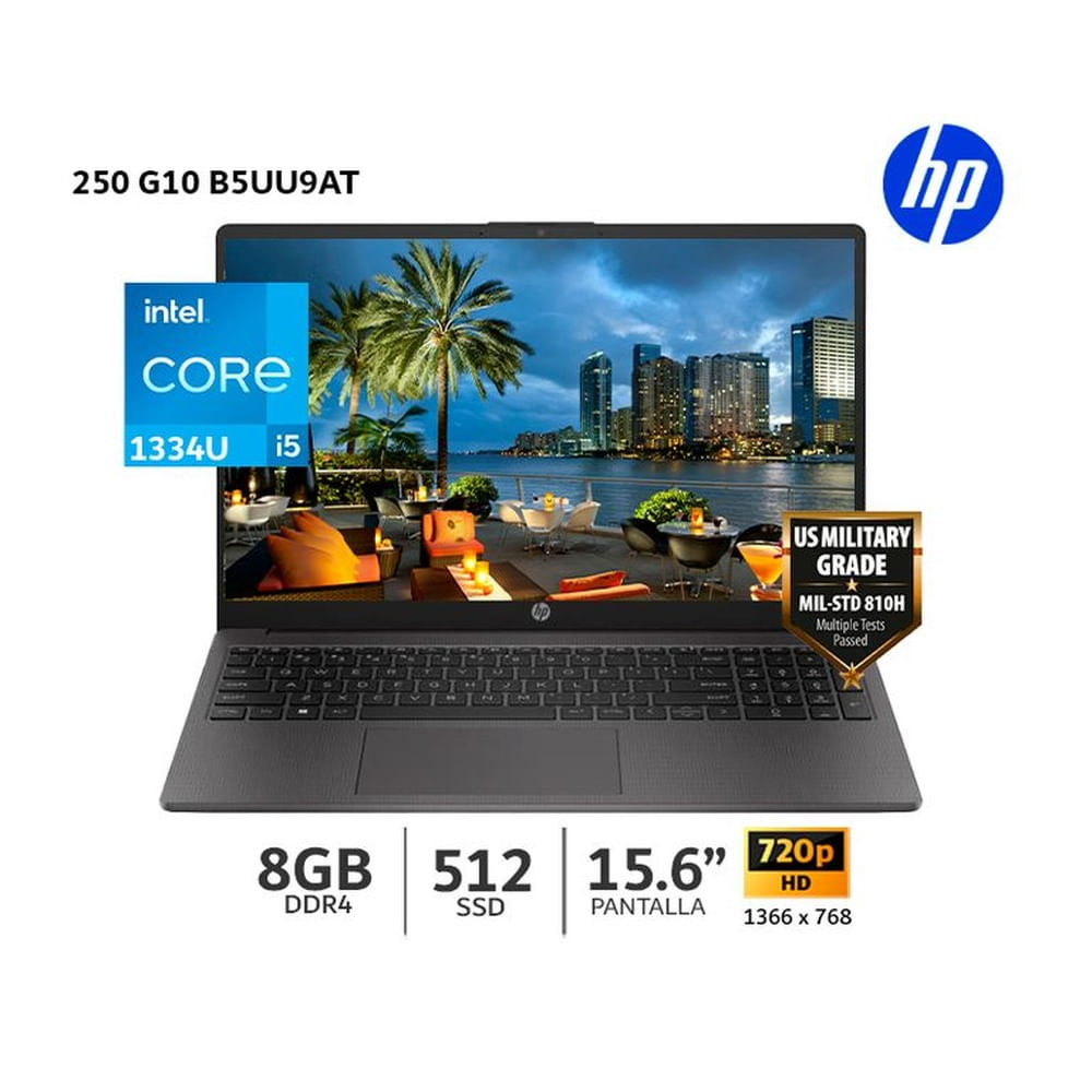 Laptop HP 250 G10 Intel Core i5-1334U 8Gb Ram 512Gb SSD 15.6 HD Gris Oscuro-B5UU9AT