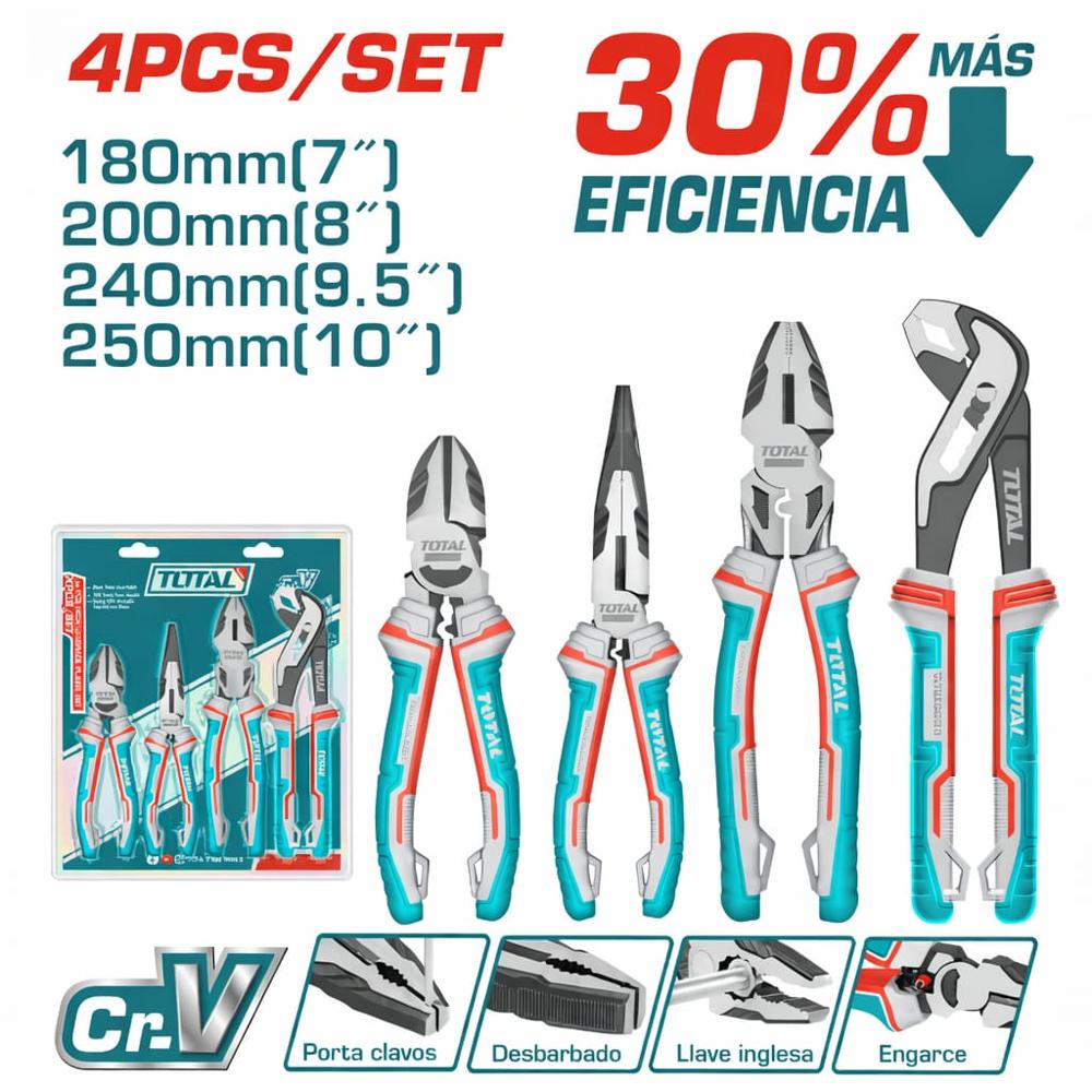 Set Juego de Alicates Industriales TOTAL cromo Vanadium THT2K0498