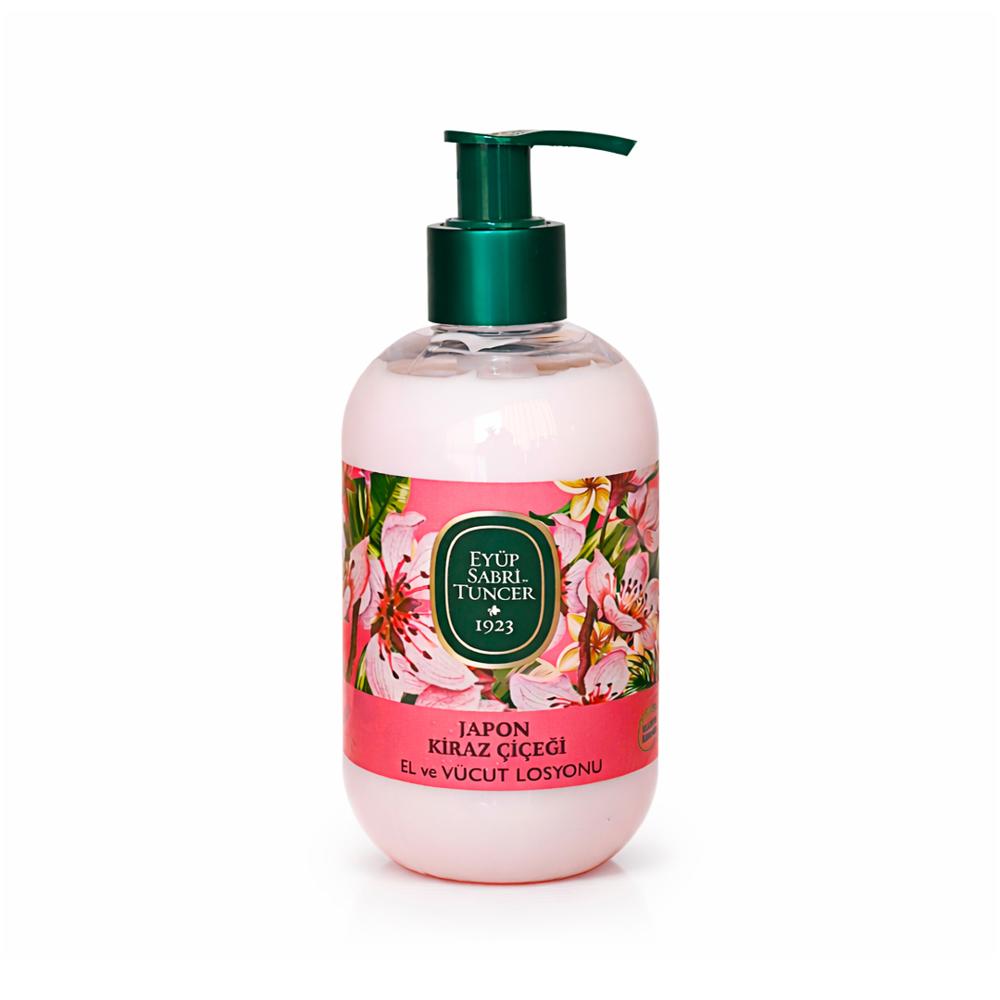 Loción para manos y cuerpo con aceite de oliva natural y flor de cerezo japonés 280 ml