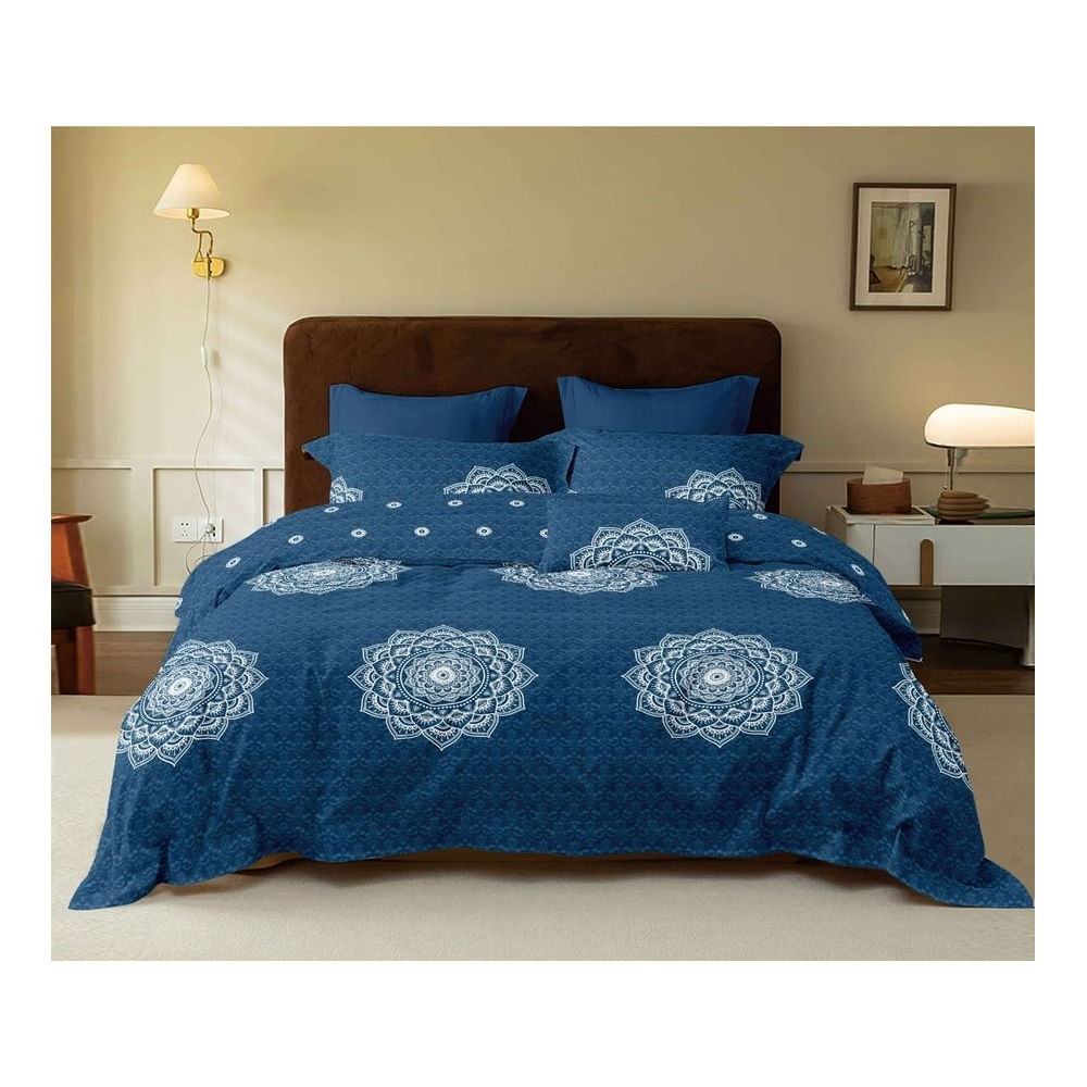 CUBRECAMA 5 PIEZA TELA CON TELA ACOLCHADO 2 PLAZAS PREMIUN