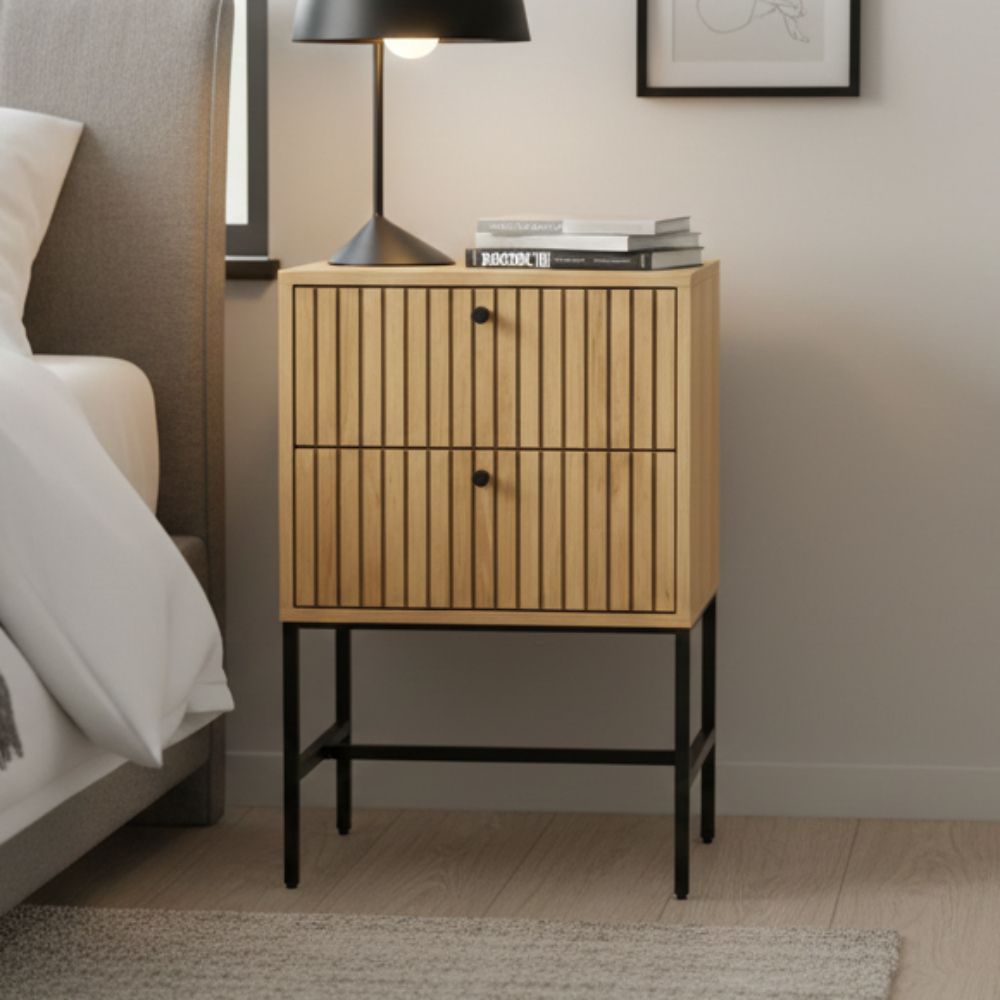 Velador Mesa de Noche Boston Marron - Masiva Home