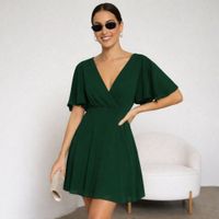 Vestido Gasa Clásico Verde Botella