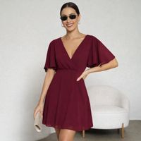 Vestido Gasa Clásico Rojo Vino