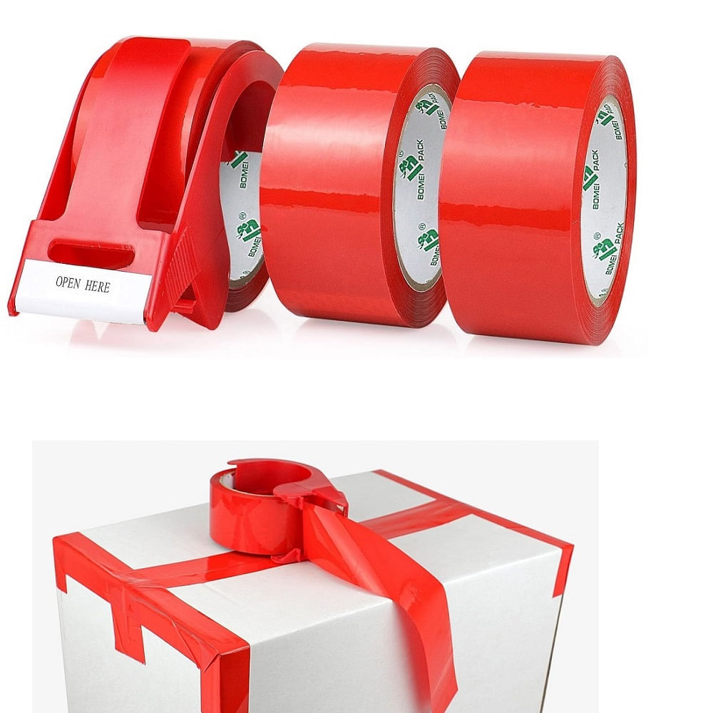 Cinta de Embalaje de Colores 200 Yardas 6 Und Rojo