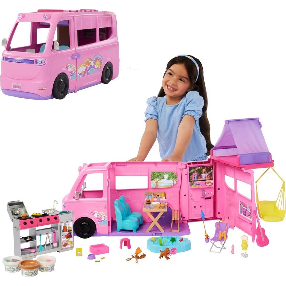 Juego De Muñecas Barbie Dream Camper Con Carpa Rosa