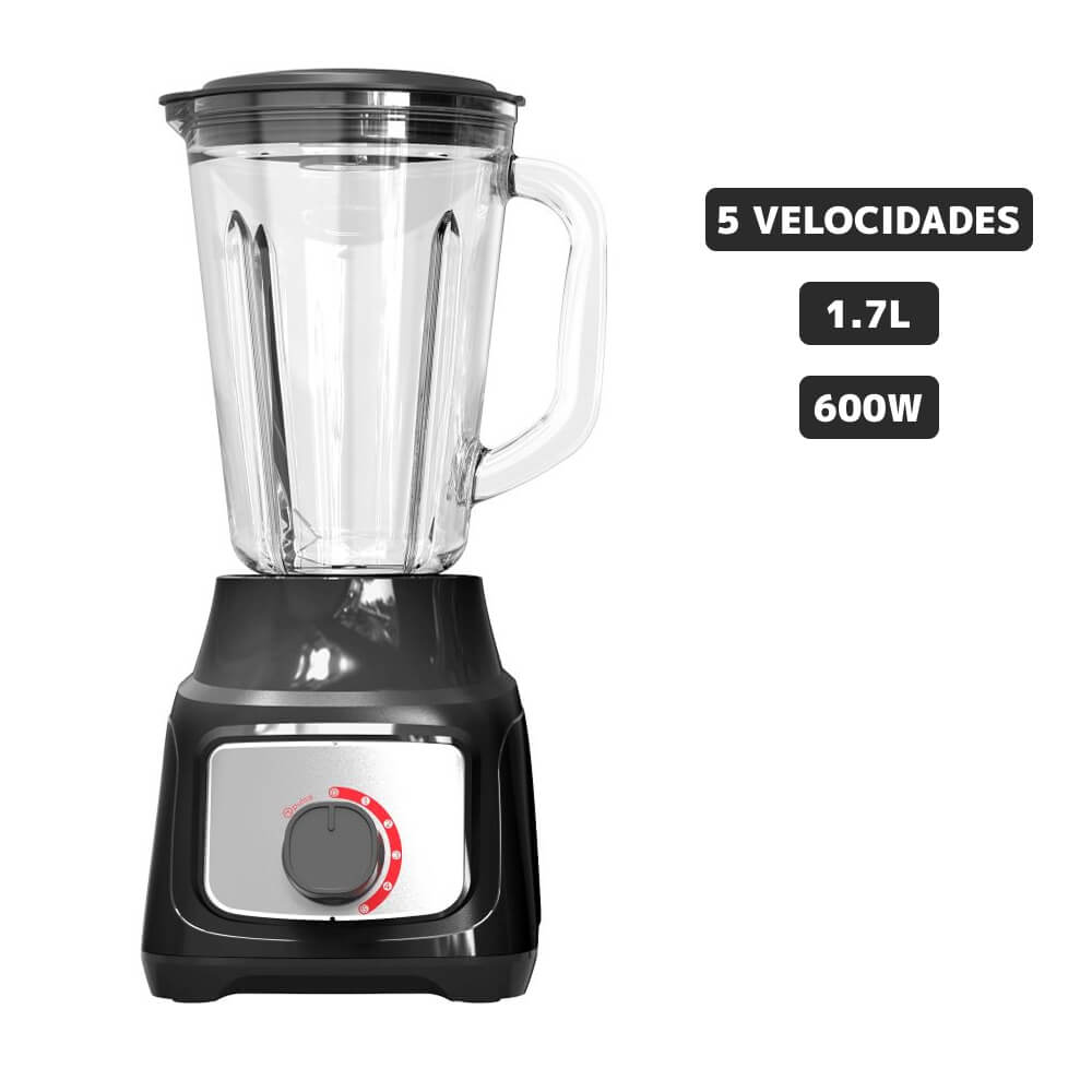 Licuadora BLACKLINE 1.5L 600W TB-8303S Metal y Negro