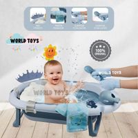 Bañera Plegable para Bebé BERKEN con Reagadera Manual Azul