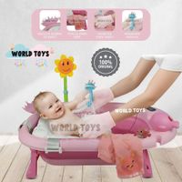 Bañera Plegable para Bebé BERKEN con Reagadera Manual Pink