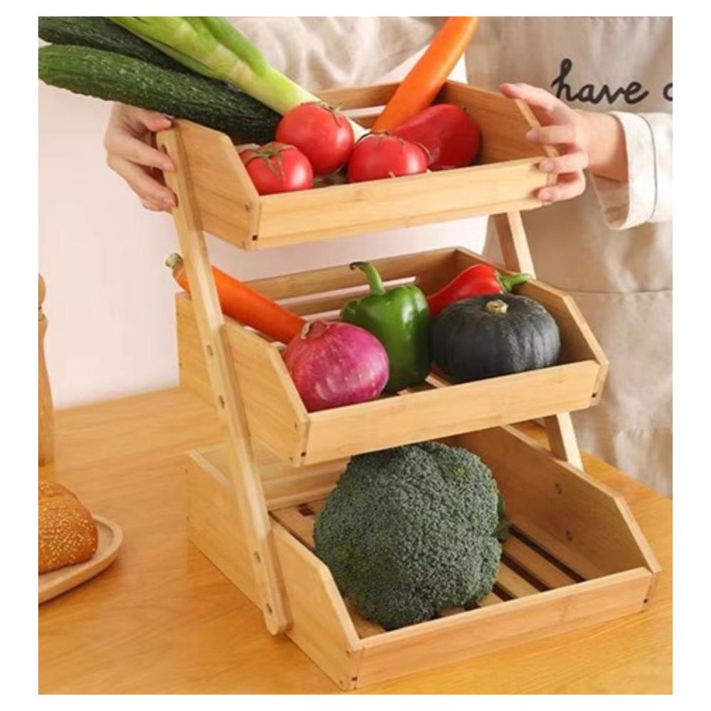 Bandeja Multiuso de Bambu con 3 Nveles