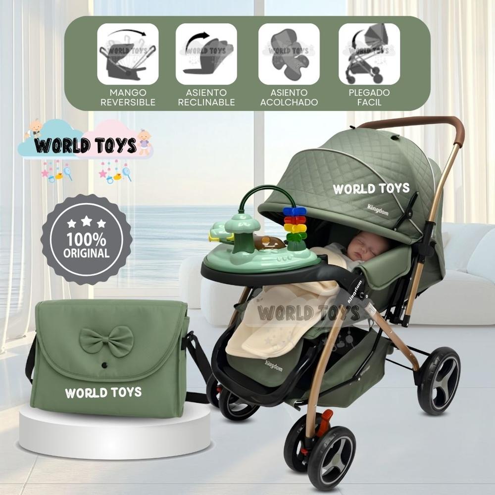 Coche Cuna de Lujo LITTLE KING con Pañalera Green