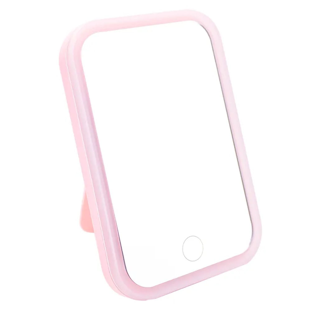 Espejo de Tocador Cuadrado Led Rosa