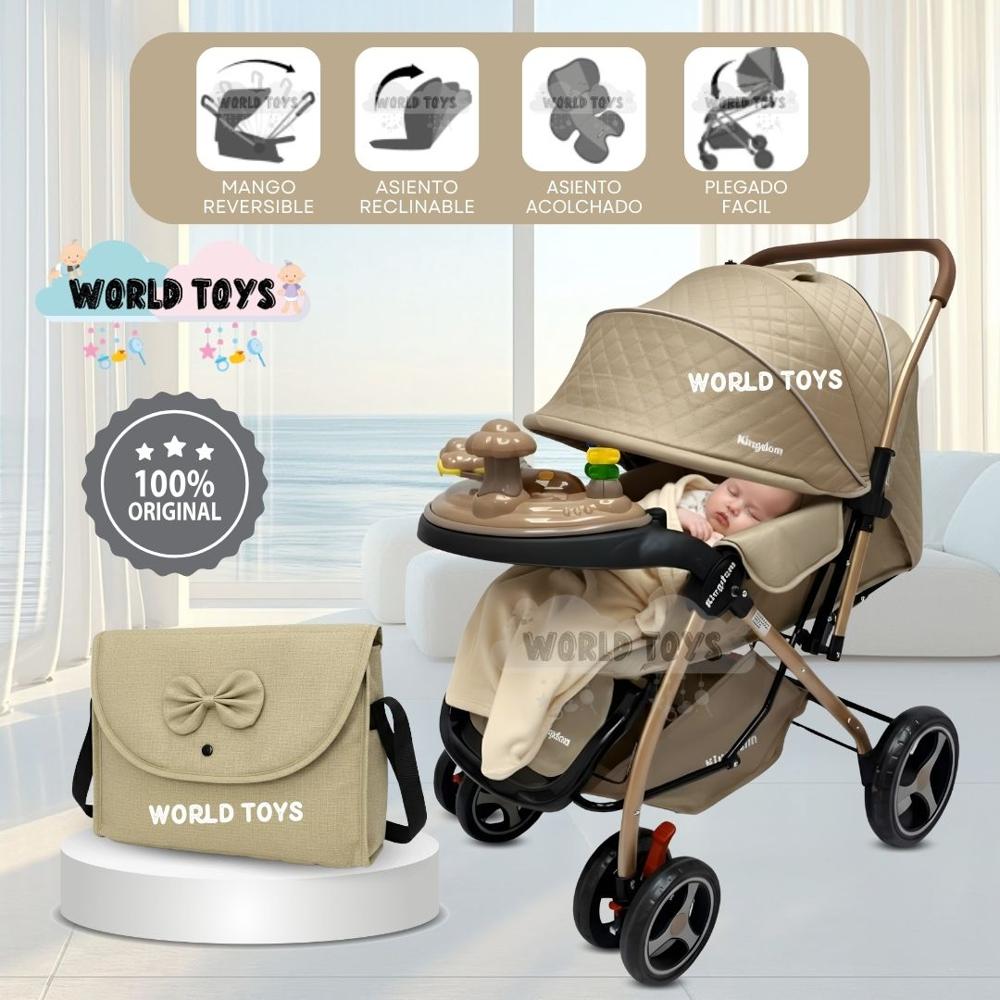 Coche Cuna de Lujo LITTLE KING con Pañalera Beige