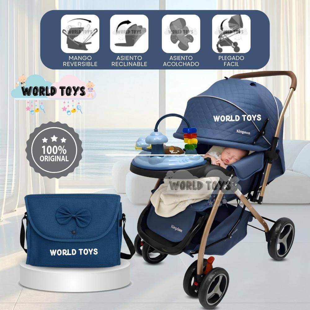 Coche Cuna de Lujo LITTLE KING con Pañalera Blue