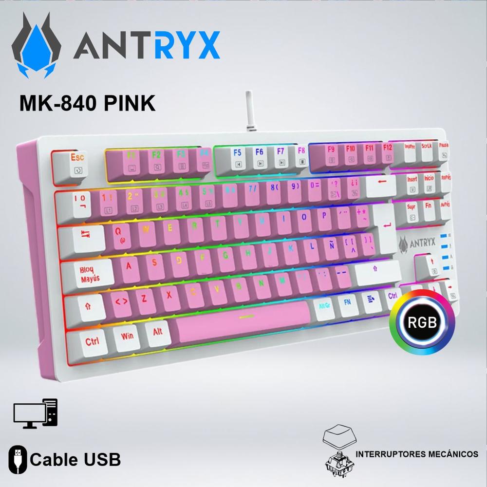 TECLADO GAMER ANTRYX MK840 PINK