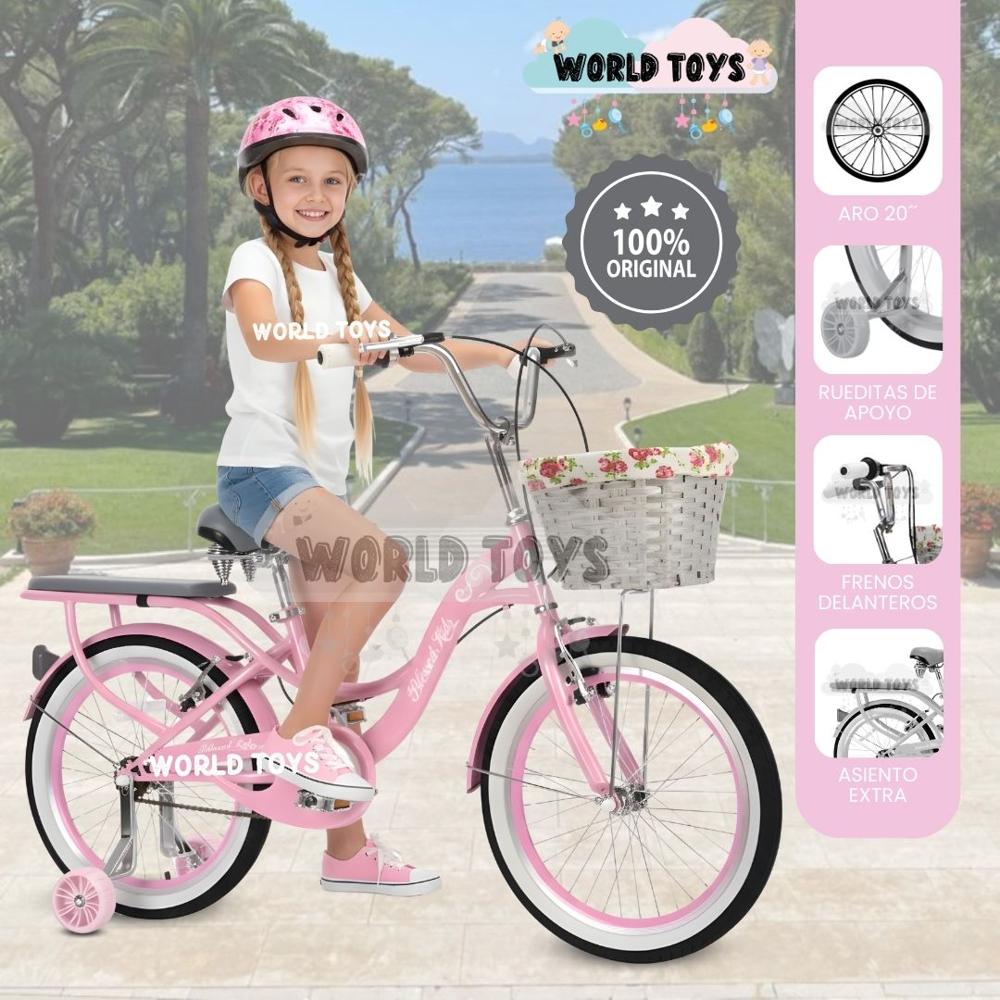 Bicicleta Campera para Niña Aro 20 BETTY  con Canasta Light Pink