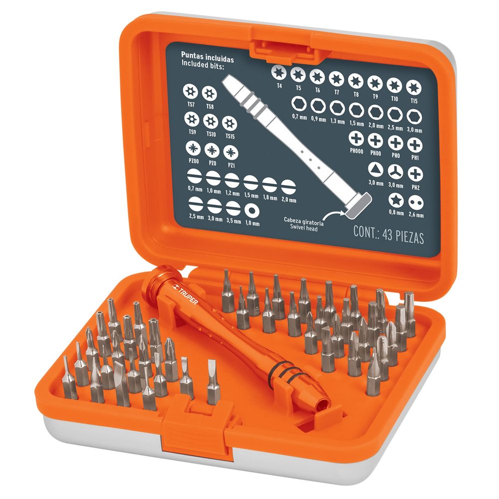 Juego Desarmador Joyero 42 Puntas Truper 14163