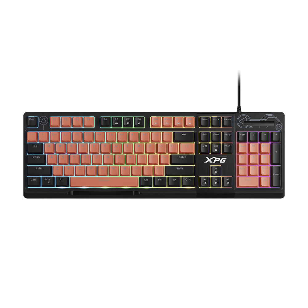 Teclado gaming XPG Seeker Merah edición rosa con retroiluminación RGB y diseño ergonómico