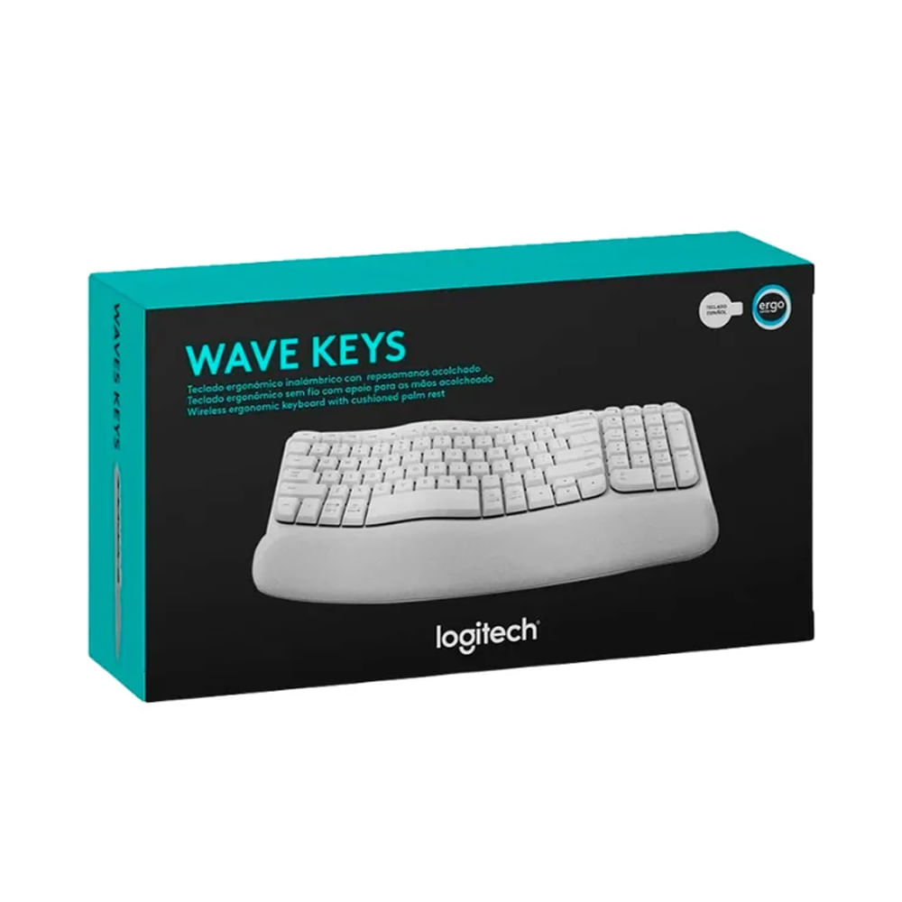 Teclado ergonómico Logitech Ergo Wave inalámbrico Bluetooth en color blanco - Modelo 920-012279