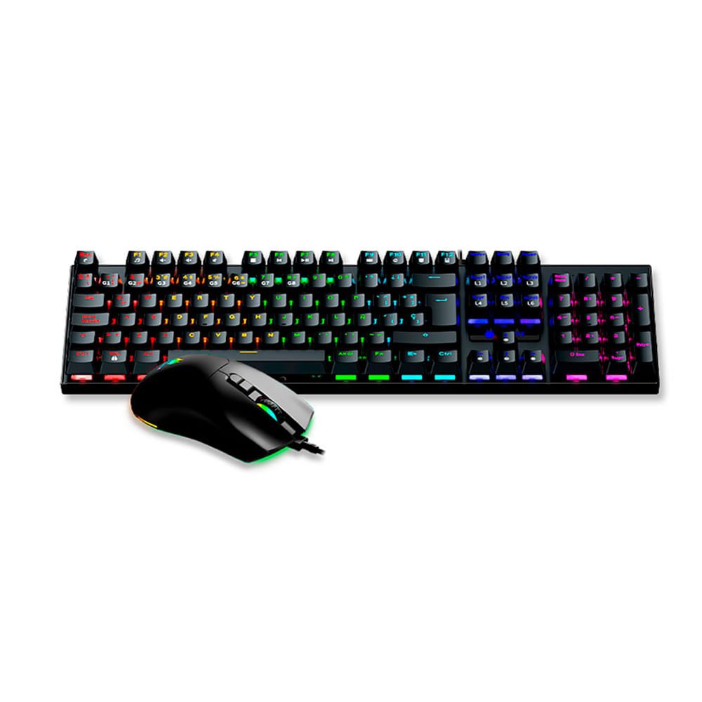 Teclado y mouse gaming Antryx GC-3100 mecánico con retroiluminación RGB en color negro
