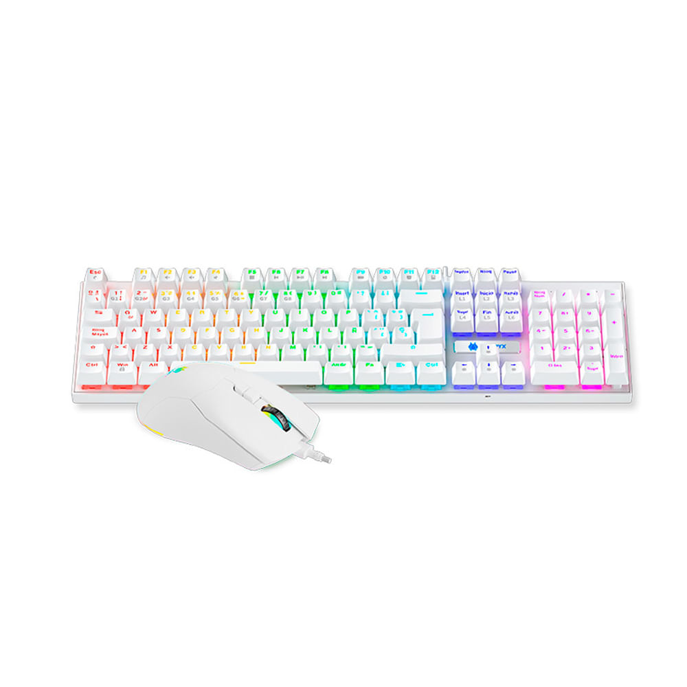 Teclado y mouse gaming Antryx GC-3100 mecánico retroiluminado RGB blanco, switch red, ultra preciso