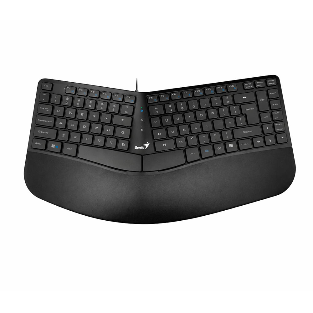 Teclado Genius Ergo KB-700 con teclas Copilot USB, color negro y diseño ergonómico.