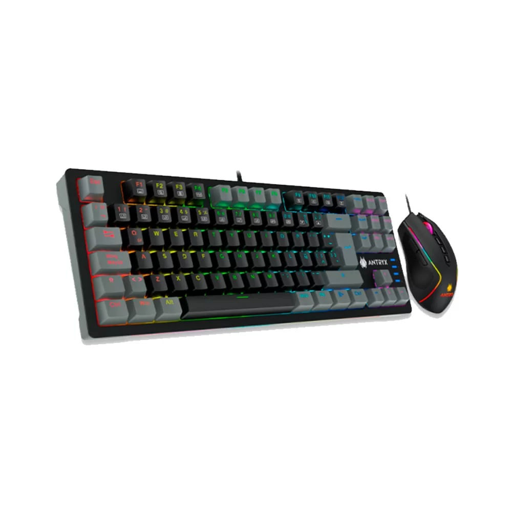 Teclado y mouse gaming Antryx GC-5500 mecánico TKL, switches rojos y retroiluminación ARGB