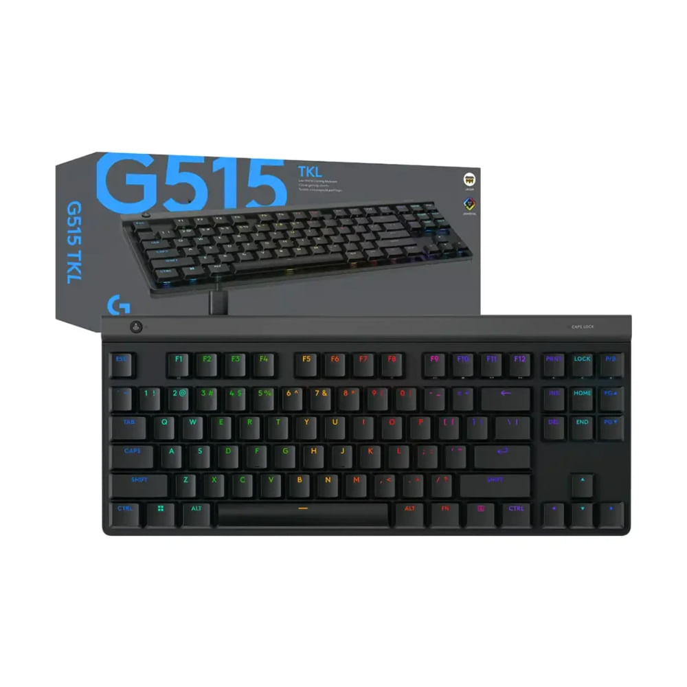 Teclado Logitech G515 TKL RGB con luz personalizable, diseño compacto y conexión por cable - Negro