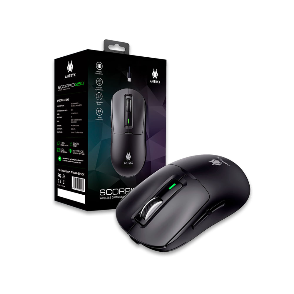 Mouse gaming inalámbrico ANTRYX Scorpio 250: alta precisión, diseño ergonómico y gran rendimiento