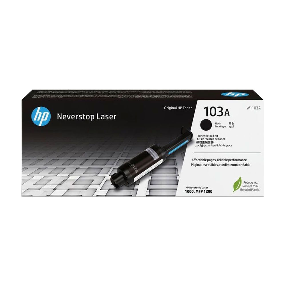 Tóner HP 103A Negro para impresoras Neverstop 1001 y MFP 1200 - Recarga eficiente y fácil