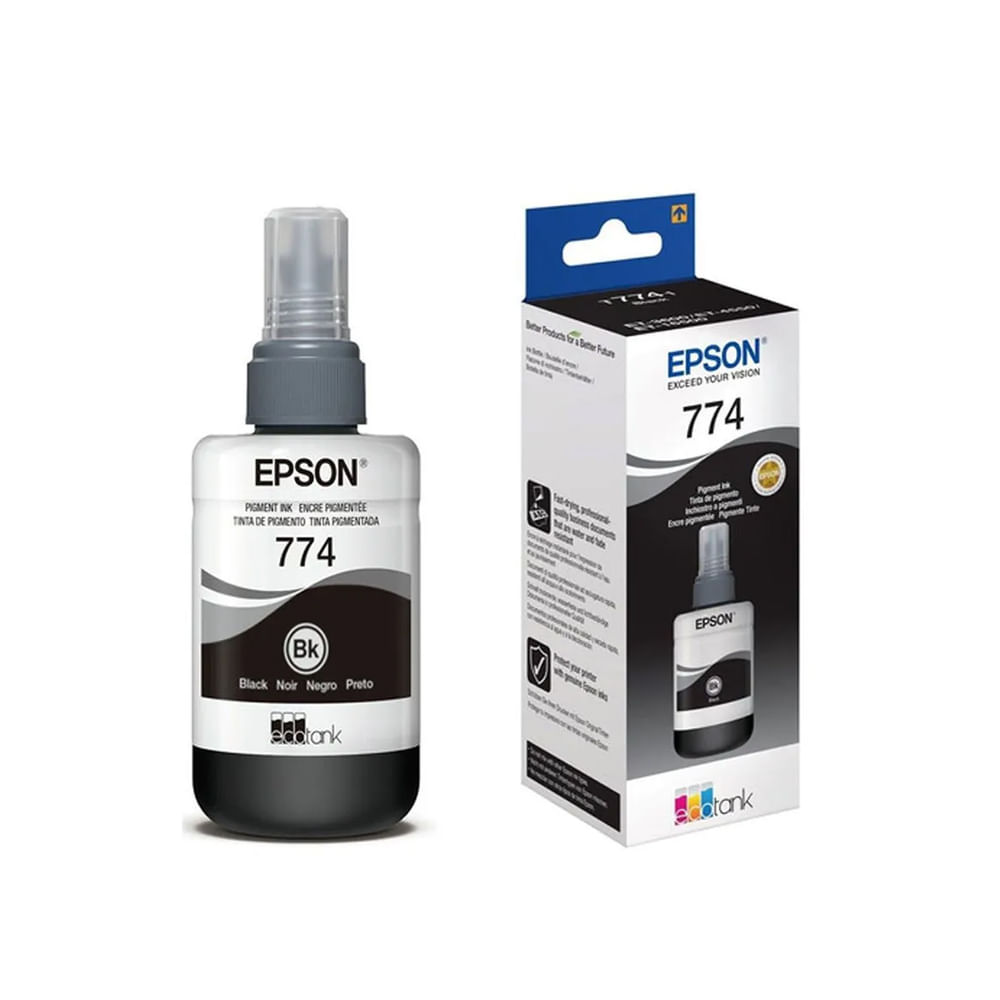 Tinta Epson 774 negra 140ml para impresoras, calidad de impresión excepcional y alto rendimiento