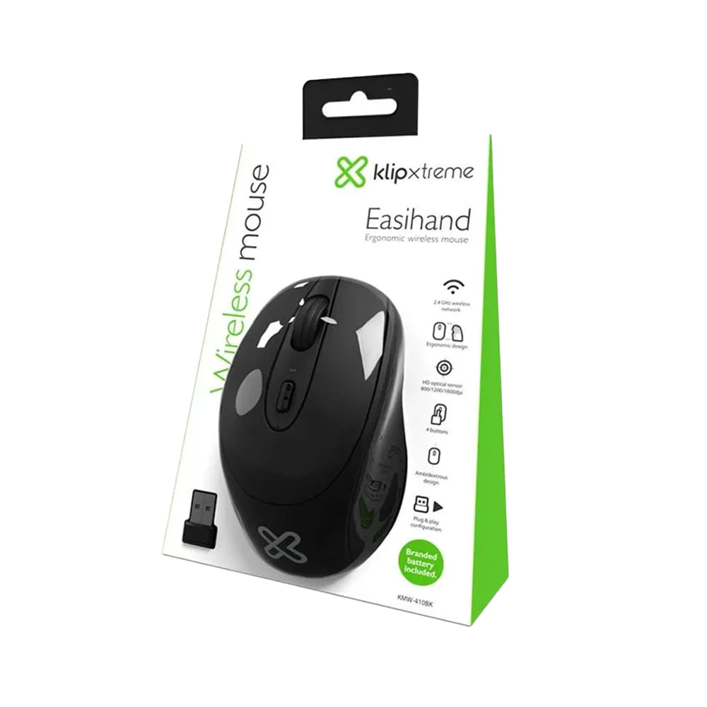 Mouse inalámbrico Klip Xtreme KMW-410BK, 2.4 GHz, color negro, conexión fiable y precisa