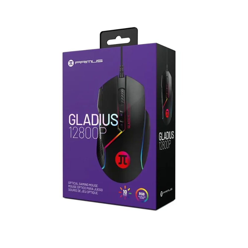 Mouse Primus Gaming Gladius 12800 - Conexión USB 2.0, cableado y precisión para gamers