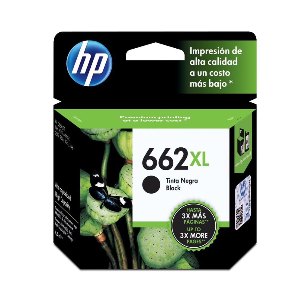 Cartucho de tinta HP 662XL negro original para inyección de tinta - Alta capacidad y calidad superi
