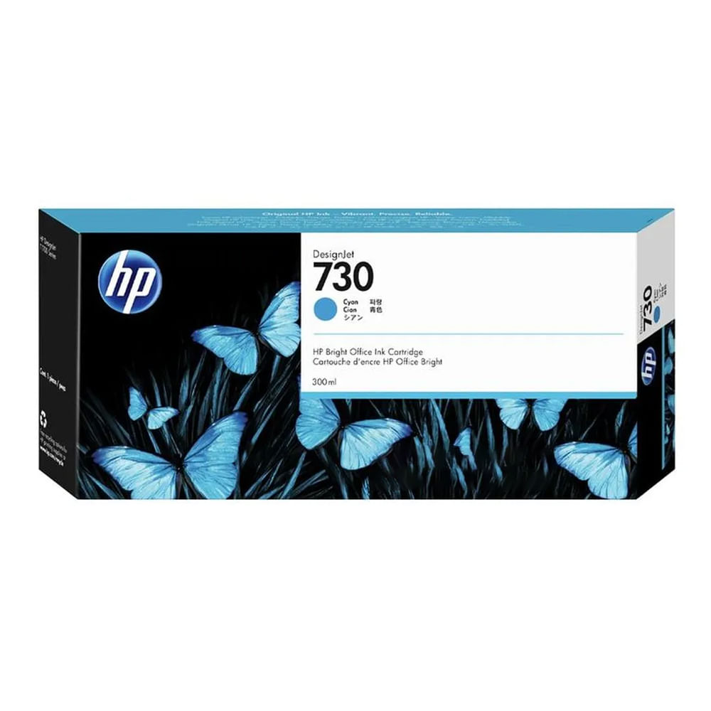 Cartucho de tinta HP 730 original azul ciánico, alto rendimiento para impresoras de inyección