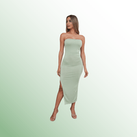 Vestido Satín Licrado Lucia Color Verde Olivo